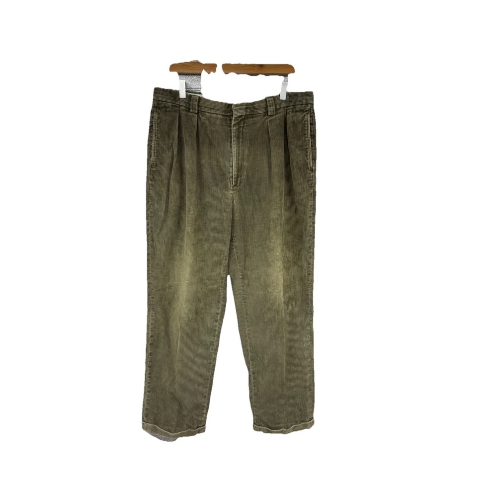 LL Bean Men's Olive Green Corduroy Corded Dress Pants Gorp Core Men's 36X30